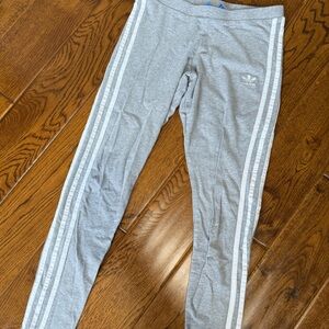 Adidas Light Gray Joggers with White Stripes
